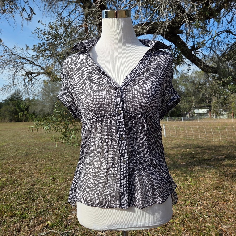 Vintage Y2k The Limited 100% Silk Short Sleeve Button Down Shirt Babydoll Medium
